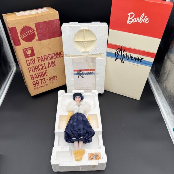 Barbie Gay Parisienne 1959 Repro Porcelain Mattel 9973-9993 Shipper Limited Edit - Picture 3 of 15